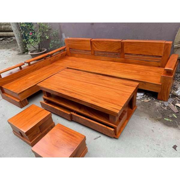 Sofa góc L tay trứng gõ đỏ BG174